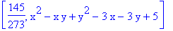 [145/273, x^2-x*y+y^2-3*x-3*y+5]